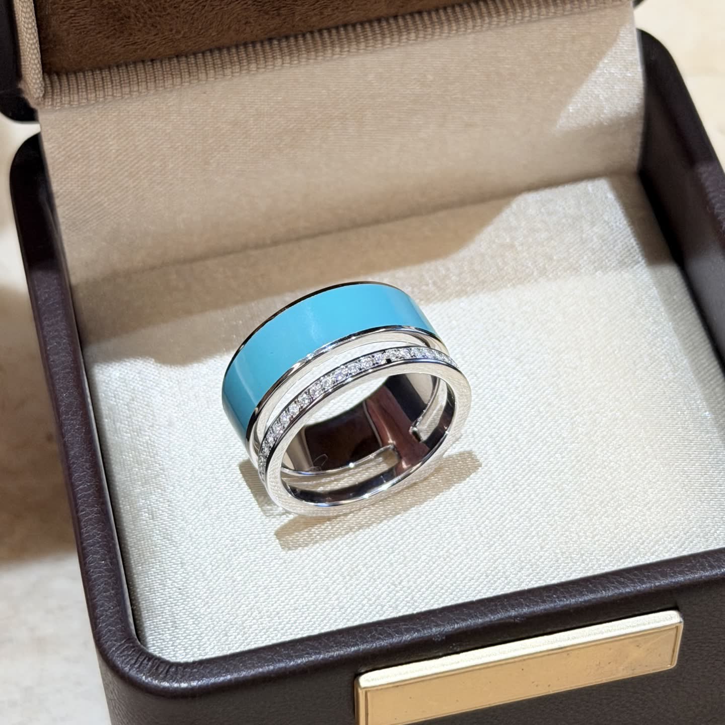 Tiffany & Co. Blue Enamel Ring with Diamonds